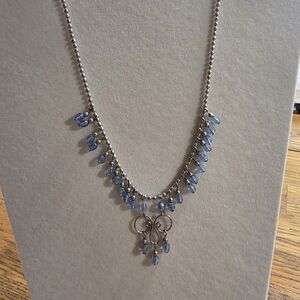Delicate fairycore victorian edwardian  whimsigoth softgirl blue beaded necklace